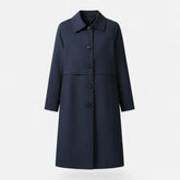 Elegant Wool Trench Coat for Women with Point Collar Long Sleeve Double Breasted Belted Style