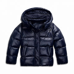 Cozy Puffer Jacket for Women with Hooded Collar Long Sleeve Zip Up Padded Quilted Style
