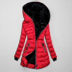 Cozy Quilted Parka for Women with Fleece Lined Hood Long Sleeve Padded Winter Style