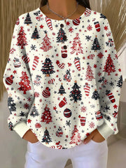 Comfortable Women's Christmas Sweater with Crew Neck Long Sleeve Waffle Knit Relaxed Style