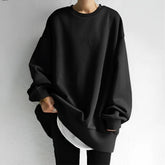 Cozy Oversized Sweatshirt for Women with Crew Neck Long Sleeve Dropped Shoulder Relaxed Style