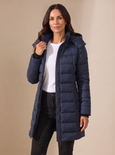 Cozy Quilted Puffer Coat for Women with Hooded Collar Long Sleeve Insulated Zip Winter Style