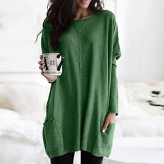 Effortless Tunics for Women with Oversized Long Sleeve Pocket Style