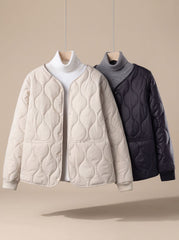 Sophia | Women's Quilted Cotton-Padded V-Neck Snap-Button Jacket