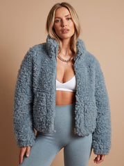 Evelyn | Women's Sherpa Zip-Up Jacket Plush High-Pile Fleece Coat