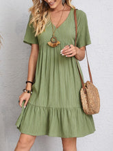 Effortless Tiered Mini Dress for Women with V Neck Short Sleeve Relaxed Casual Style