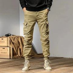 Stylish Cargo Joggers for Men with Tapered Fit Multi Pocket Drawstring Cuffed Street Style