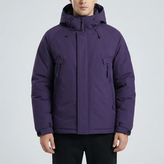 Warm Parka Jacket for Men with Hooded Collar Long Sleeve Zip Up Insulated Winter Style