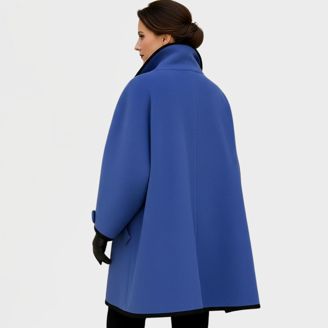 Elegant Wool Trench Coat for Women with Shawl Collar Long Sleeve Swing A Line Style