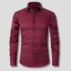 Classic Dress Shirt for Men with Spread Collar Long Sleeve Button Up Slim Fit Business Style