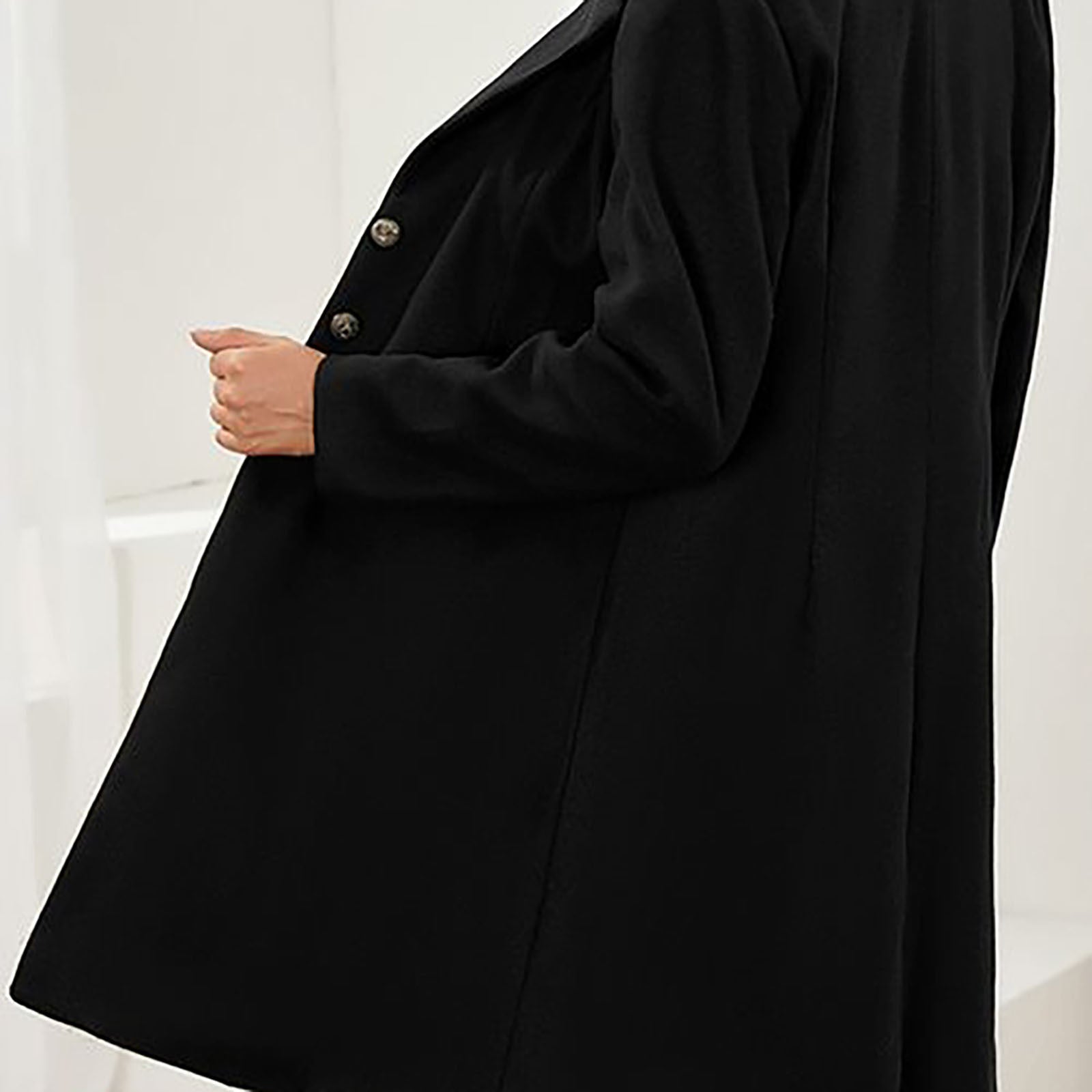 Elegant Wool Winter Coat for Women with Notched Lapel Long Sleeve Button Front Tailored Style