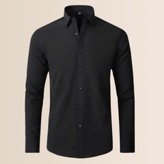 Classic Business Shirt for Men with Spread Collar Long Sleeve Button Up Slim Fit Office Style