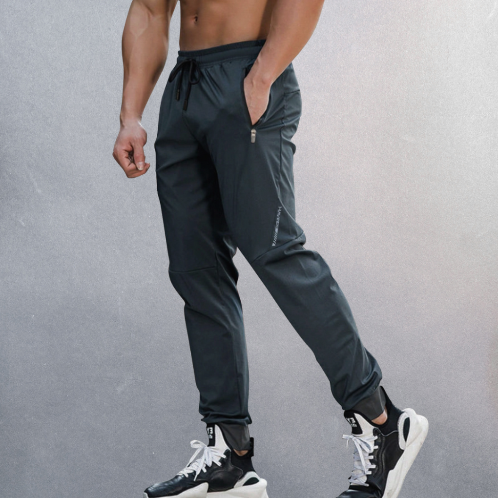 Comfortable Sports Joggers for Men with Zip Pocket Drawstring Tapered Quick Dry Athletic Style