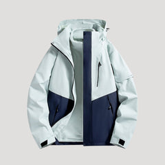 Effortless Waterproof Rain Jacket for Women with Hooded Zip Front Colorblock Relaxed Style