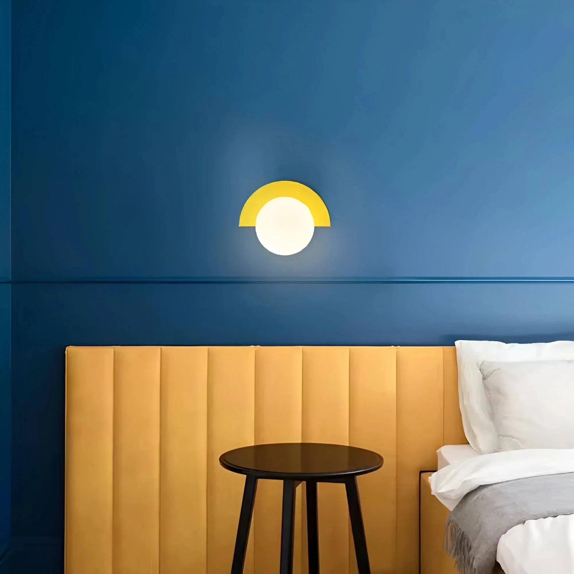 Semicircle Wall Lamp Glass Globe Colorblock Modern Nordic Bedside Sconce Wall Light