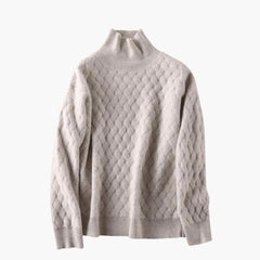 Cozy Cable Knit Turtleneck Sweater for Women with High Neck Long Sleeve Oversized Relaxed Style