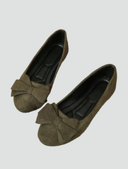 Elegant Ballet Flats for Women with Round Toe Bow Slip On Suede Classic Style