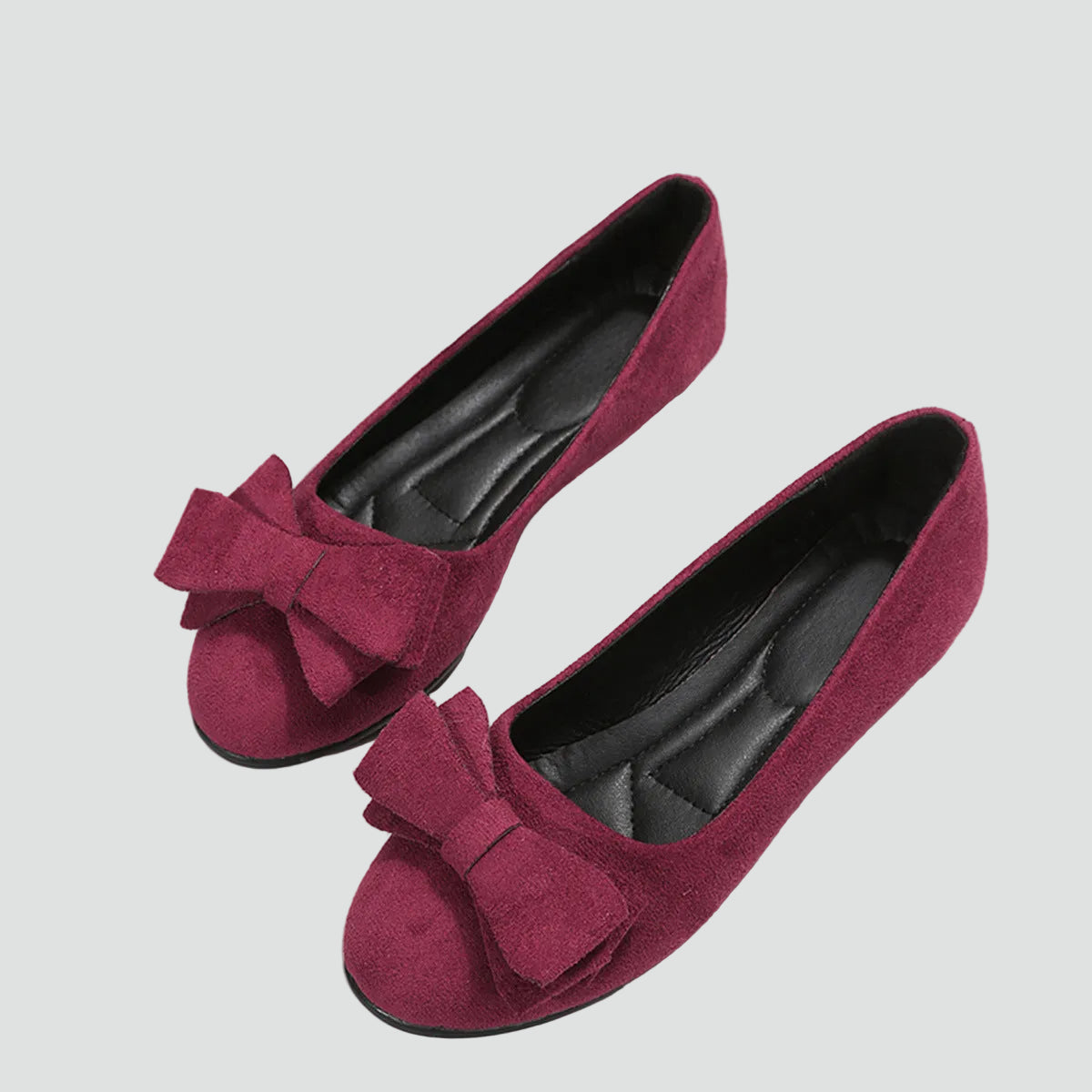 Elegant Ballet Flats for Women with Round Toe Bow Slip On Suede Classic Style