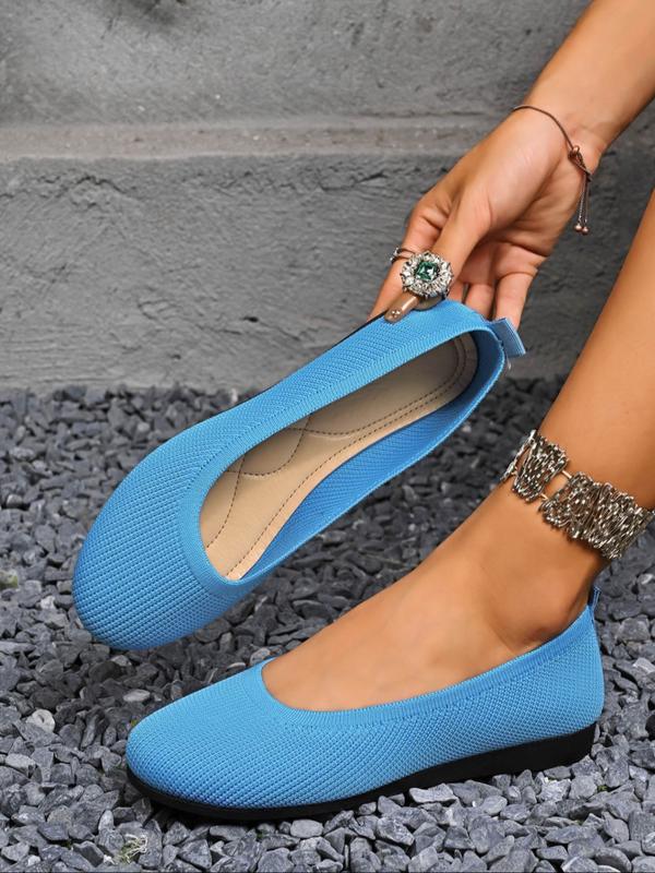 Comfortable Ballet Flats for Women with Round Toe Knit Air Cushioned Breathable Style