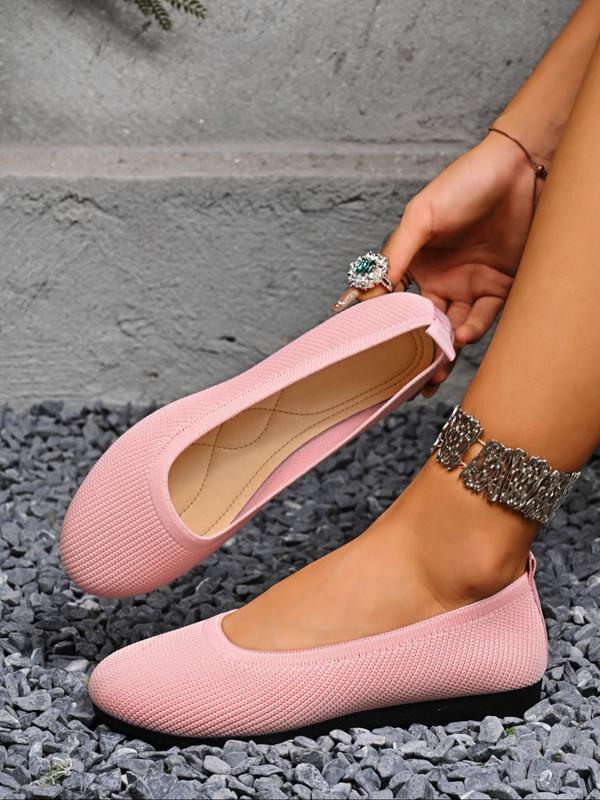 Comfortable Ballet Flats for Women with Round Toe Knit Air Cushioned Breathable Style