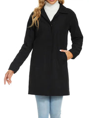 Effortless Long Trench Coat for Women with Shirt Collar Long Sleeve Button Front Relaxed Style