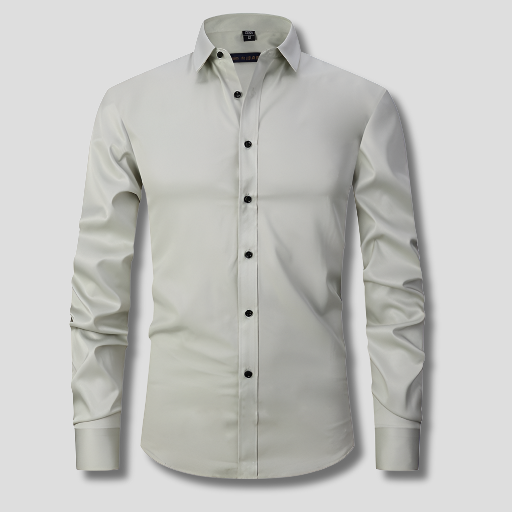 Classic Dress Shirt for Men with Spread Collar Long Sleeve Button Up Slim Fit Business Style
