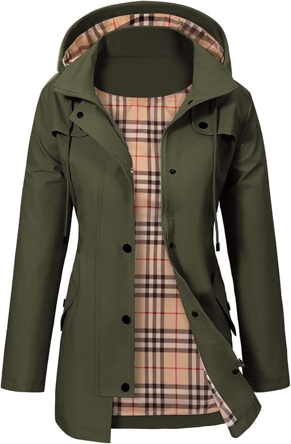 Effortless Hooded Parka for Women with Stand Collar Long Sleeve Drawstring Waterproof Style