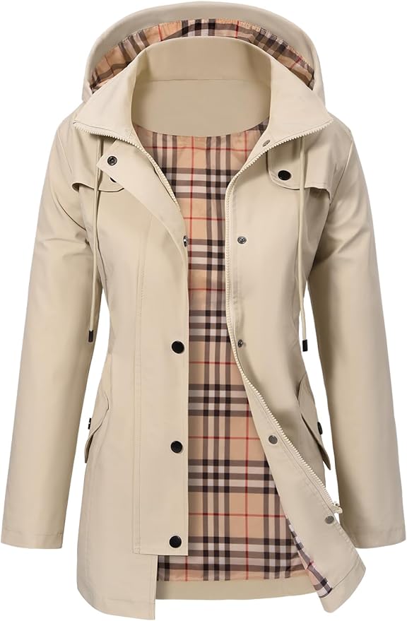 Effortless Hooded Parka for Women with Stand Collar Long Sleeve Drawstring Waterproof Style