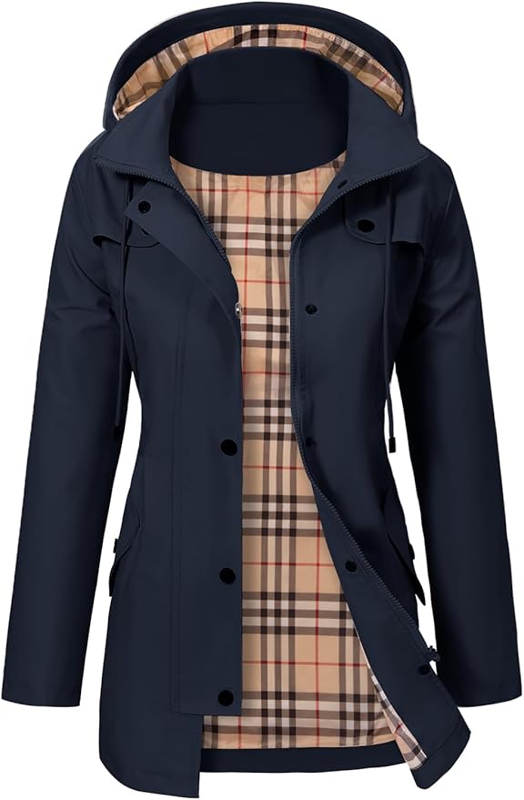 Effortless Hooded Parka for Women with Stand Collar Long Sleeve Drawstring Waterproof Style
