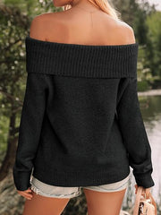 Cozy Off The Shoulder Oversized Sweater for Women with Foldover Neck Long Sleeve Relaxed Knit Pullover Style