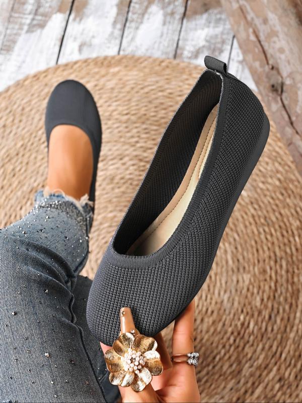 Comfortable Ballet Flats for Women with Round Toe Knit Air Cushioned Breathable Style