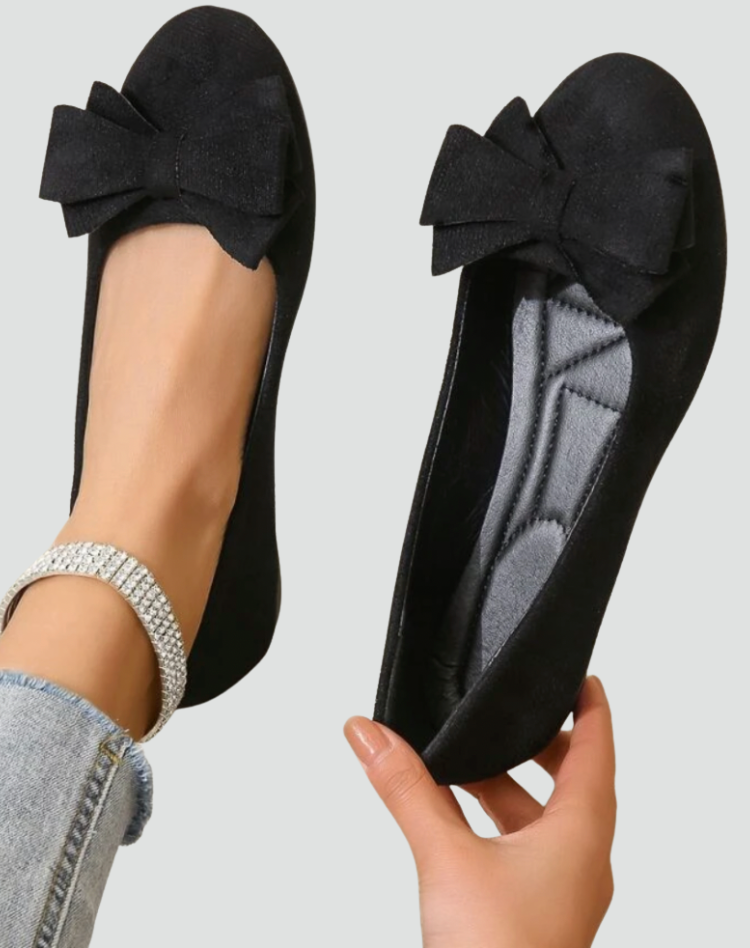 Elegant Ballet Flats for Women with Round Toe Bow Slip On Suede Classic Style