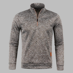 Cozy Sweater Fleece for Men with Mock Neck Long Sleeve Quarter Zip Marled Casual Style