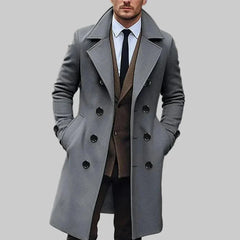 Rugged Faux Leather Coat for Men with Faux Fur Collar Long Sleeve Belted Tailored Winter Style