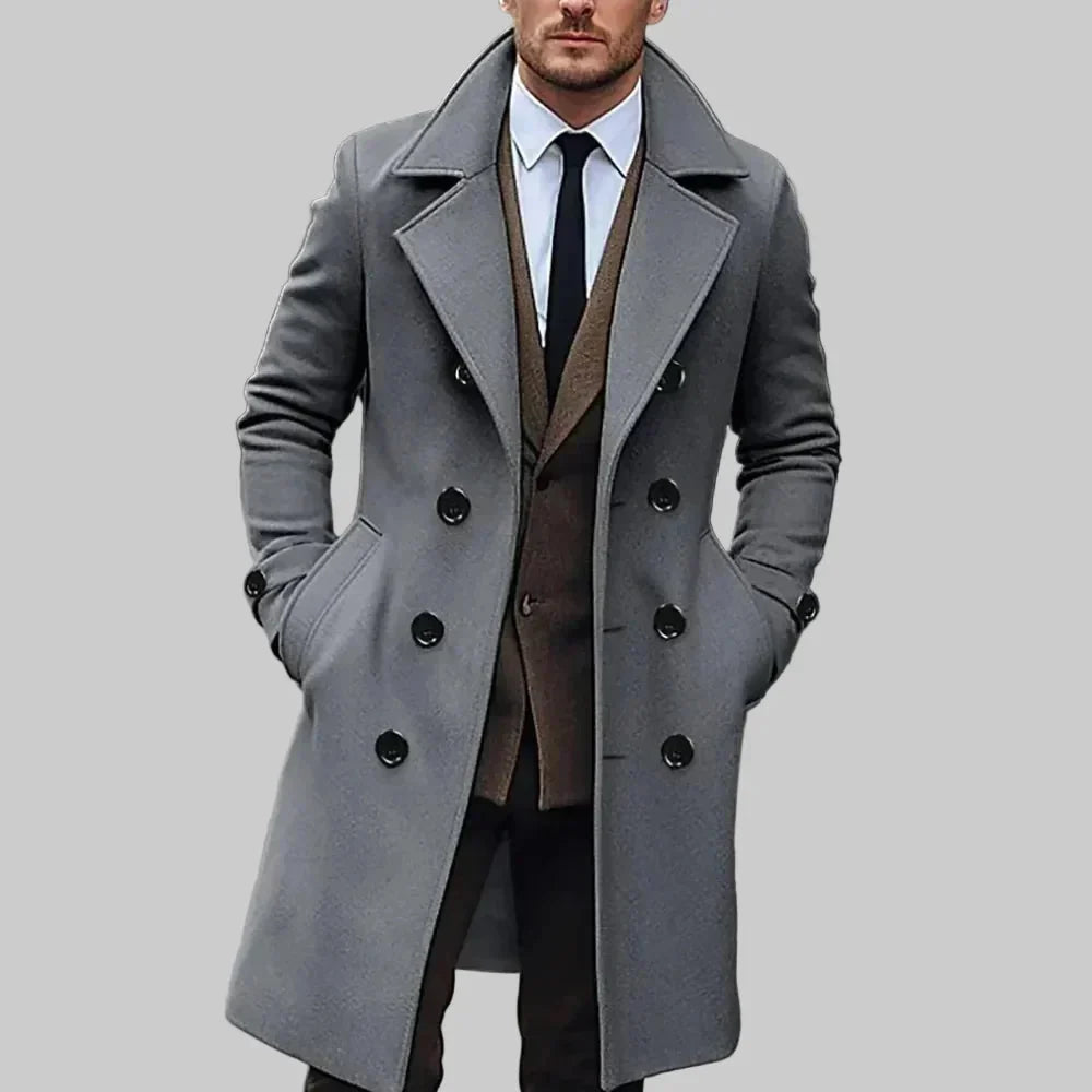 Rugged Faux Leather Coat for Men with Faux Fur Collar Long Sleeve Belted Tailored Winter Style