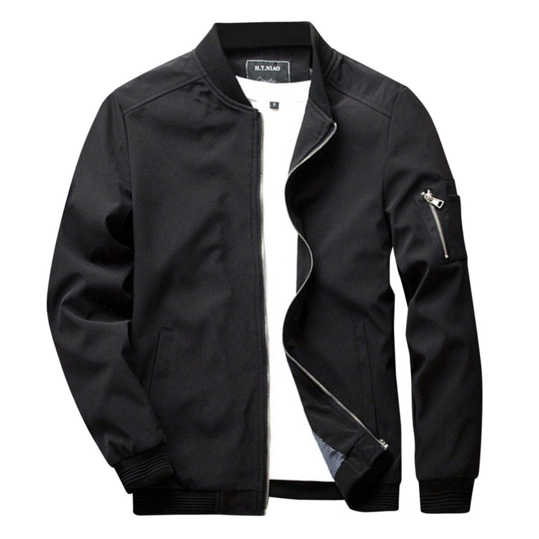 Cozy Lightweight Puffer Jacket for Men with Stand Collar Long Sleeve Quilted Zip Packable Style