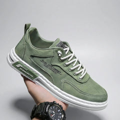 Stylish Low Top Sneakers for Men with Round Toe Lace Up Faux Leather Casual Street Style
