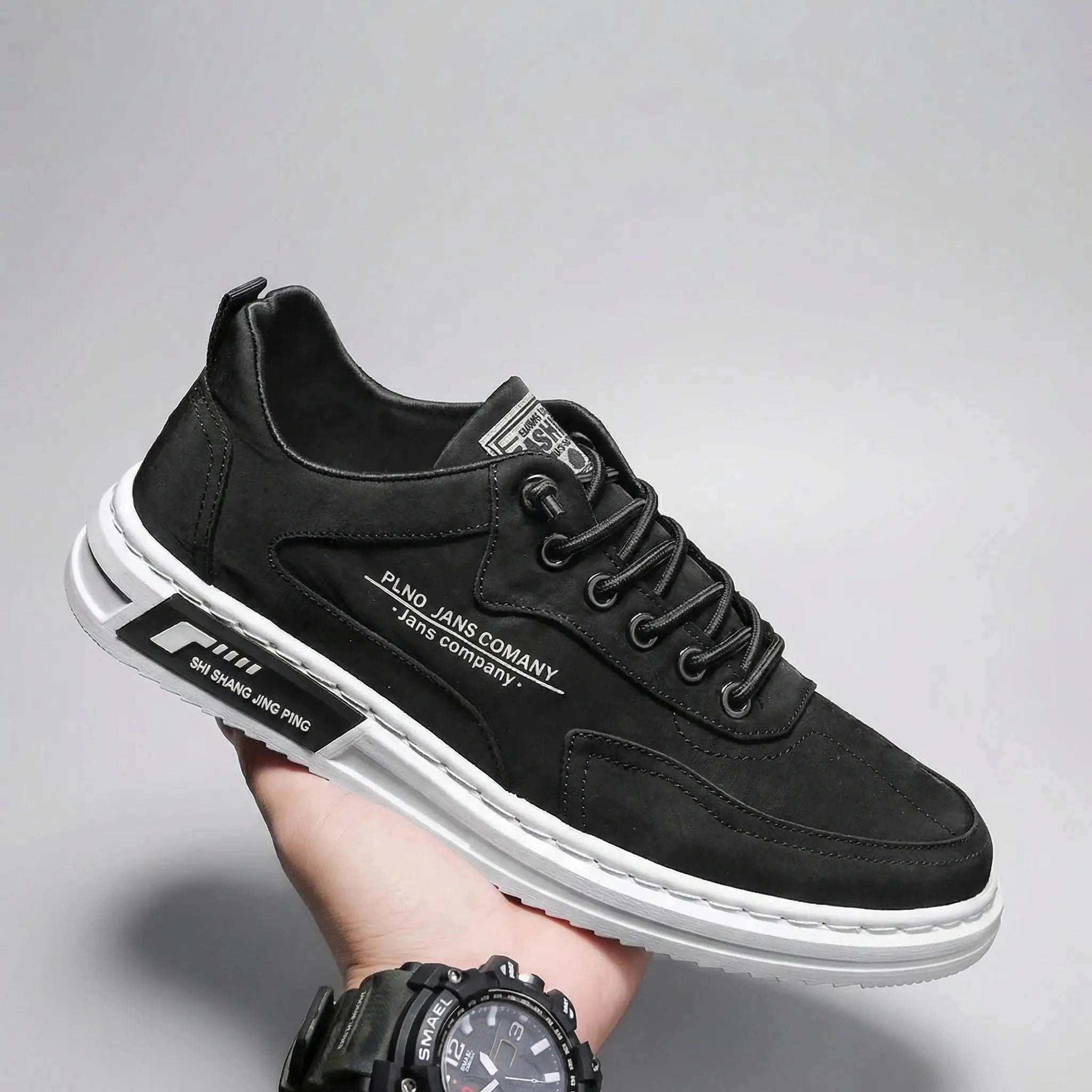 Stylish Low Top Sneakers for Men with Round Toe Lace Up Faux Leather Casual Street Style