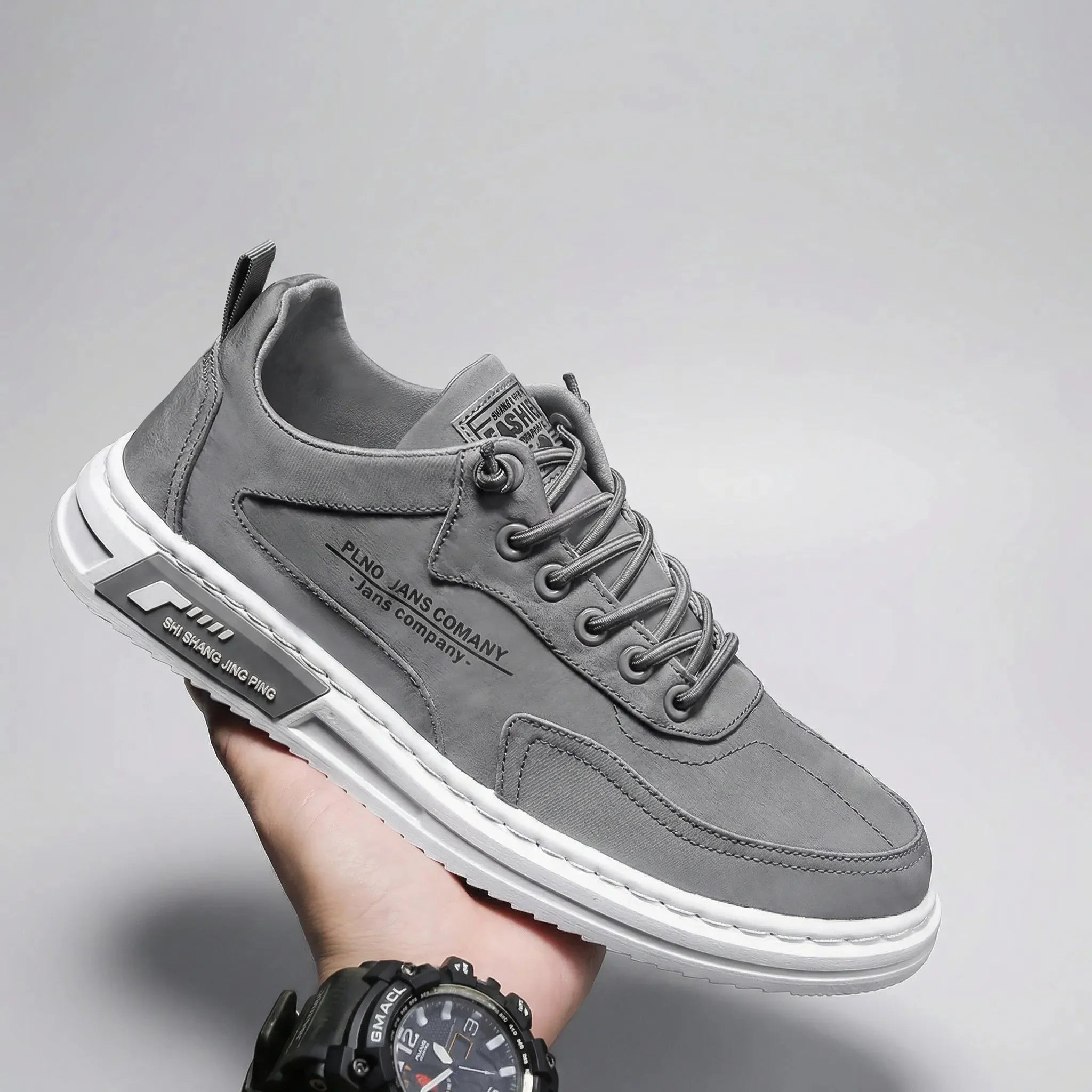 Stylish Low Top Sneakers for Men with Round Toe Lace Up Faux Leather Casual Street Style