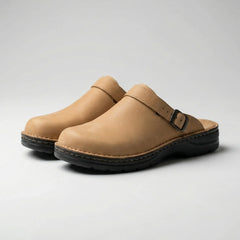 Comfortable Clogs for Men with Round Toe Slip On Buckle Strap Backless Mule Style