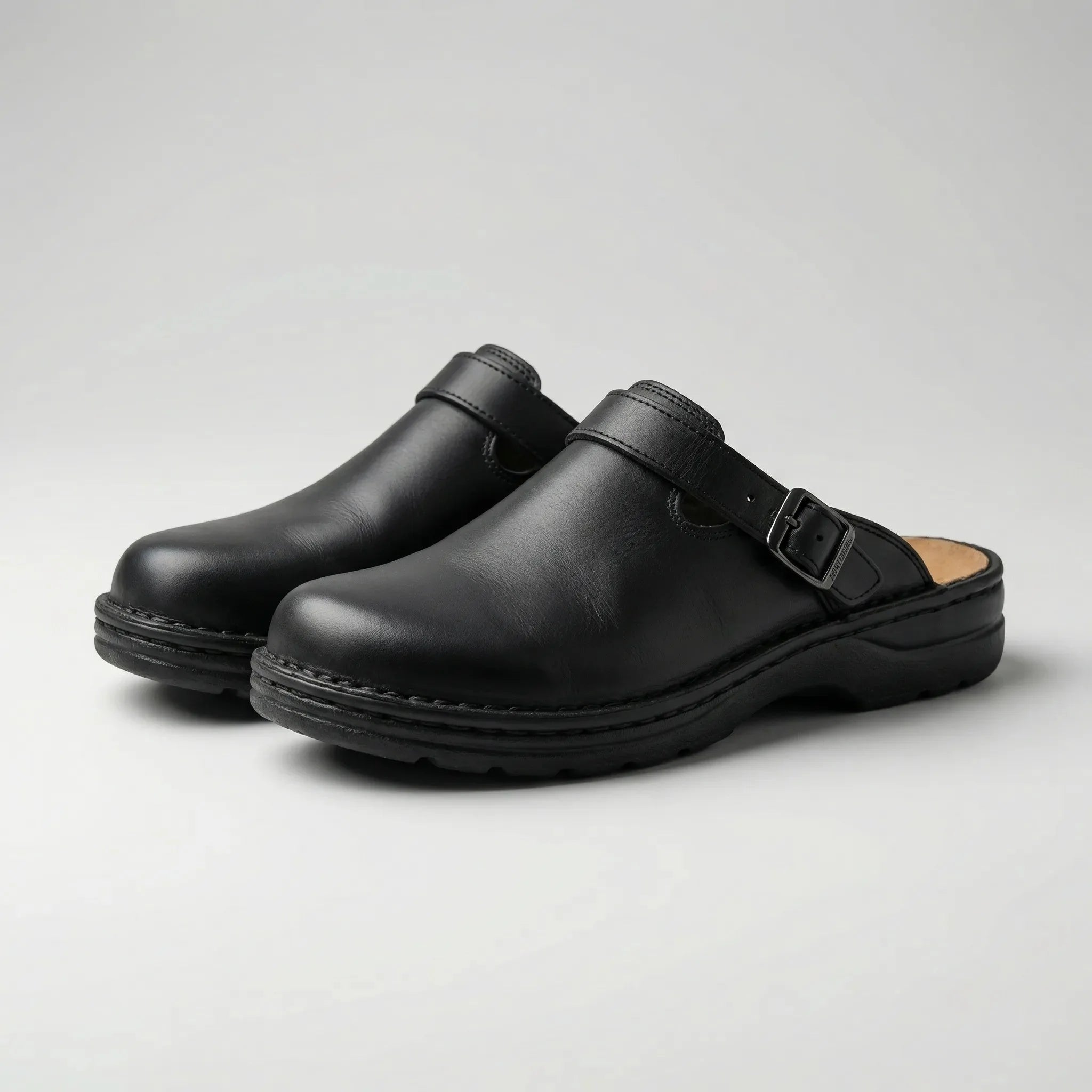Comfortable Clogs for Men with Round Toe Slip On Buckle Strap Backless Mule Style