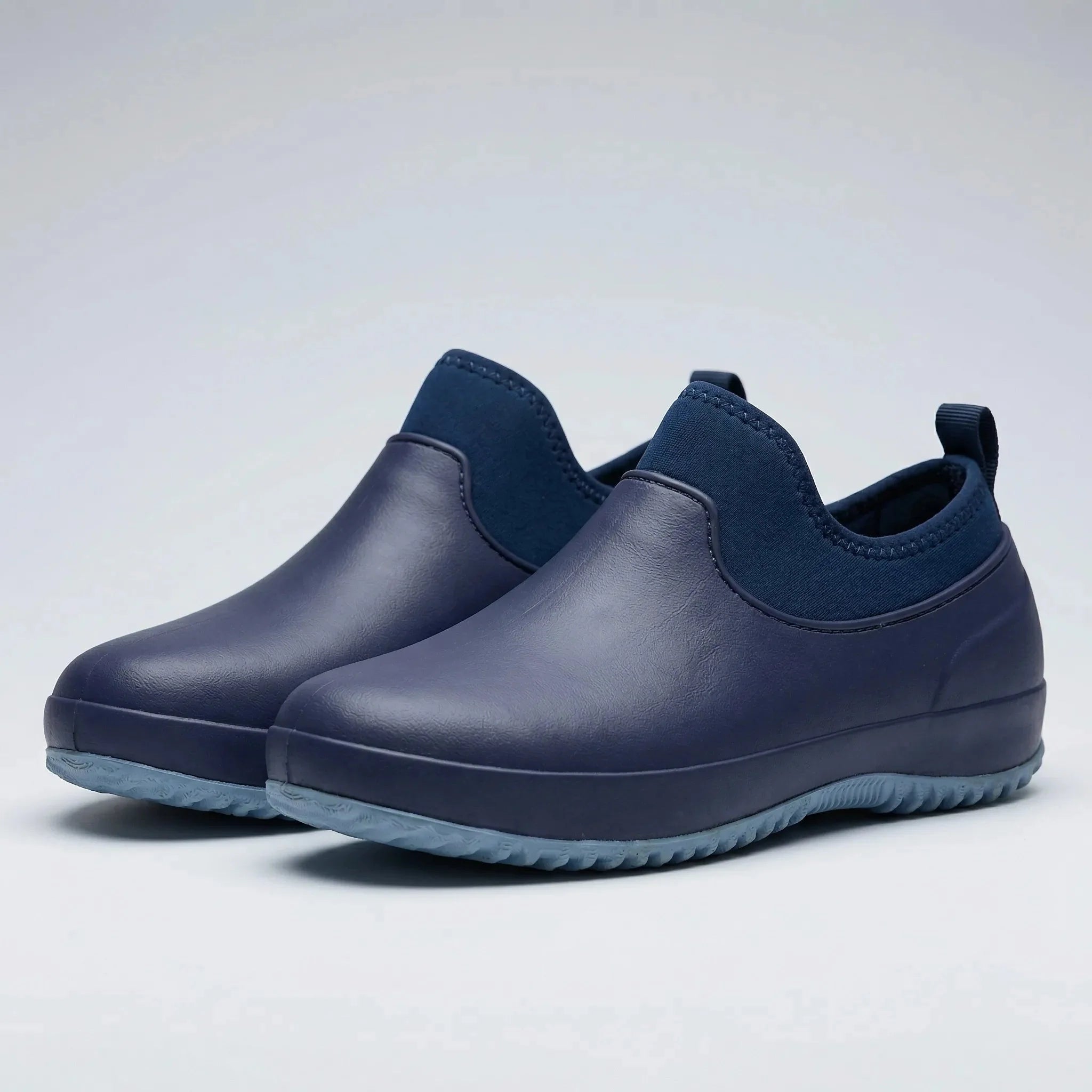 Comfortable Rain Shoes for Men with Round Toe Slip On Rubber Grippy Sole Work Style