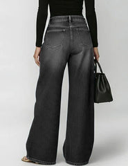 Effortless Grommet Cutout High Waisted Jeans for Women with Wide Leg Relaxed Denim Casual Style