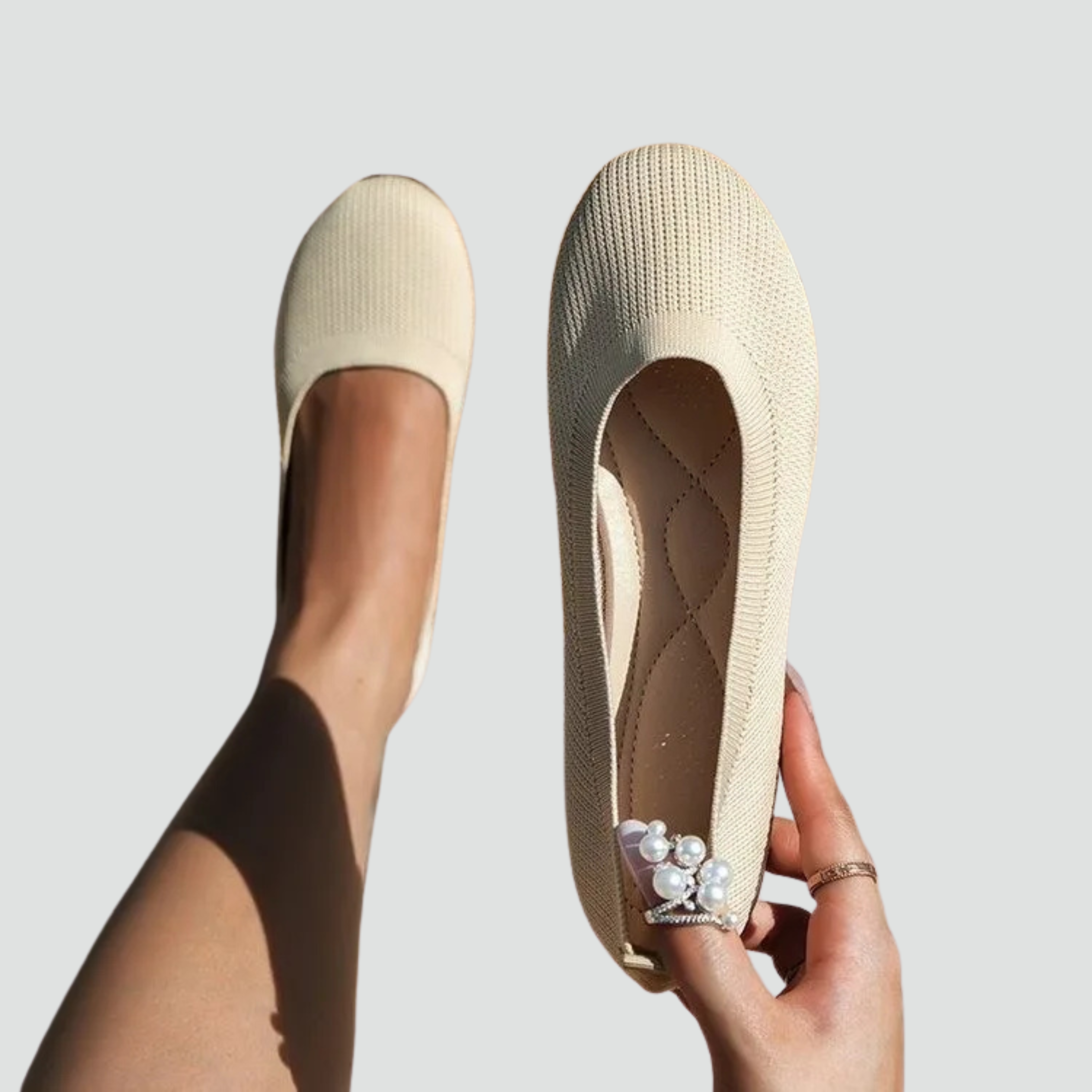 Comfortable Ballet Flats for Women with Round Toe Knit Slip On Soft Orthopedic Style