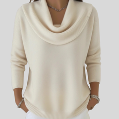 Comfortable Ribbed Sweater for Women with Cowl Neck Long Sleeve Relaxed Oversized Style