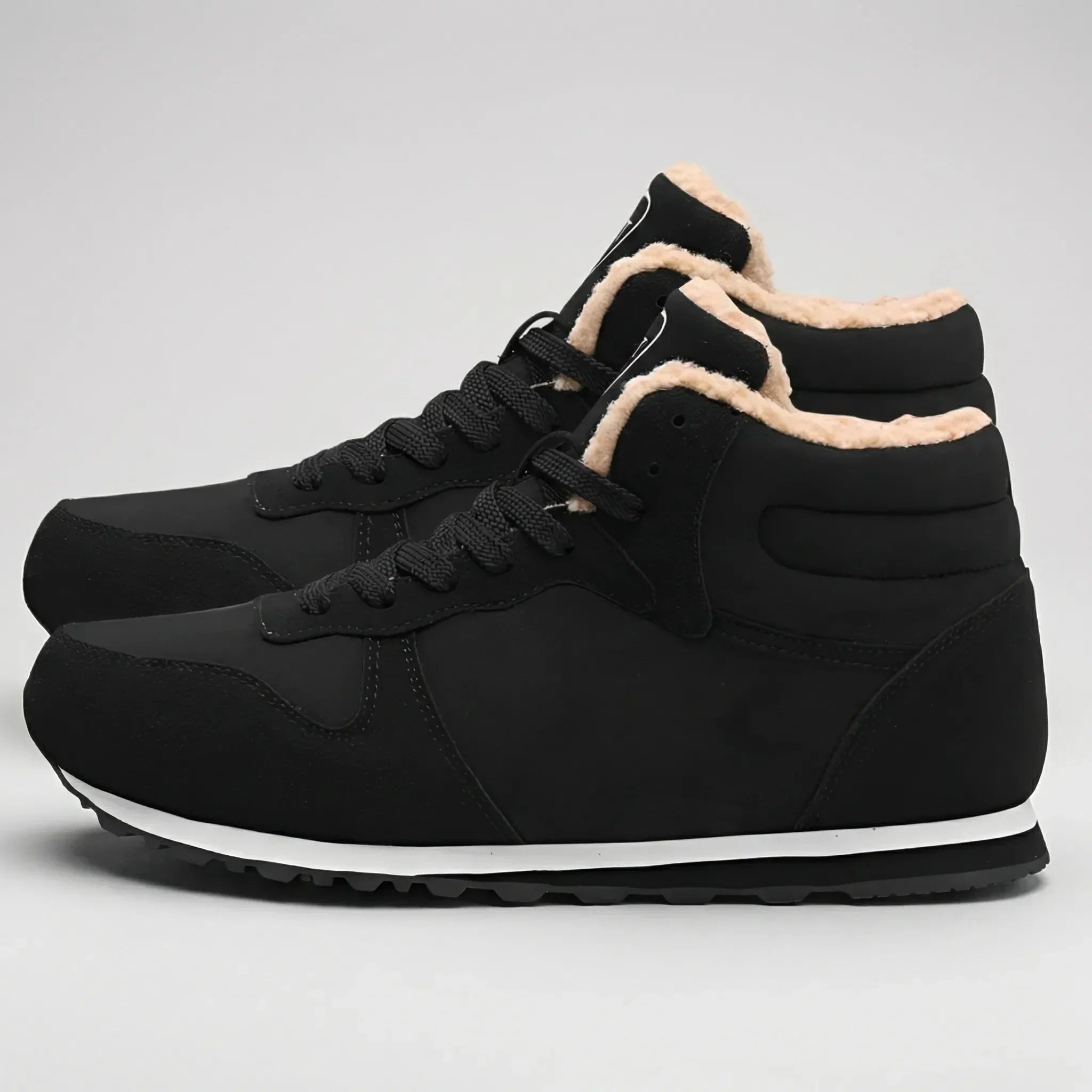 Warm Winter Boots for Men with Round Toe Lace Up Fleece Lined Faux Suede Snow Style