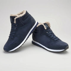 Warm Winter Boots for Men with Round Toe Lace Up Fleece Lined High Top Non Slip Style