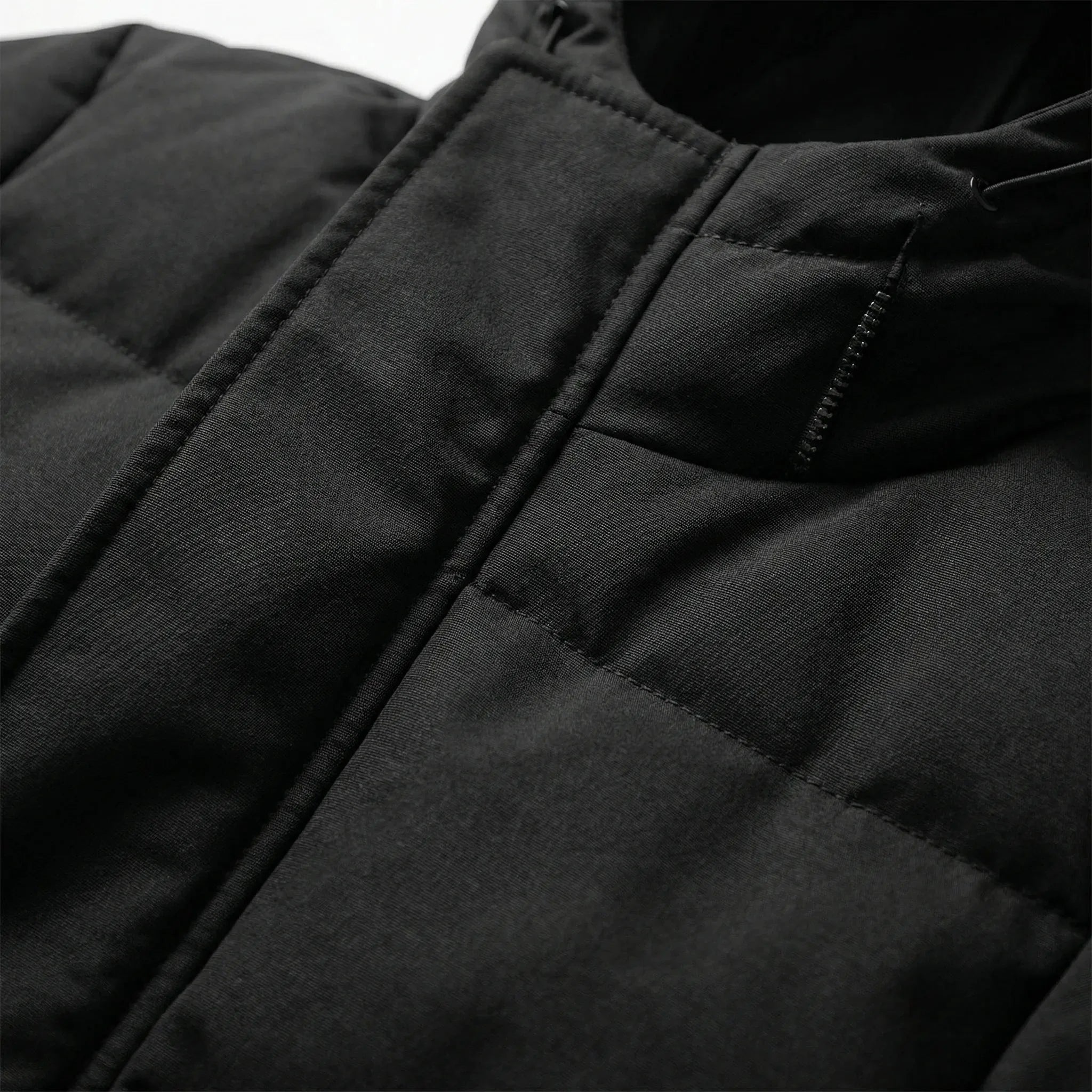 Cozy Long Puffer Coat for Men with Hooded Collar Long Sleeve Zip Up Quilted Longline Style