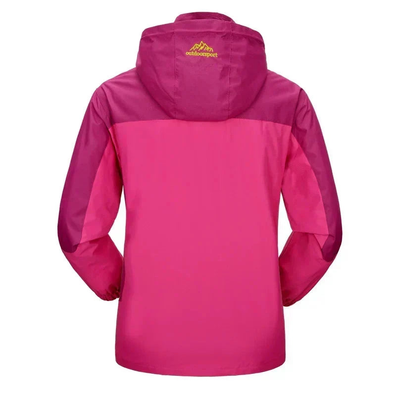 Stylish Ski Jacket for Women with Hooded Collar Long Sleeve Zip Up Colorblock Outdoor Style