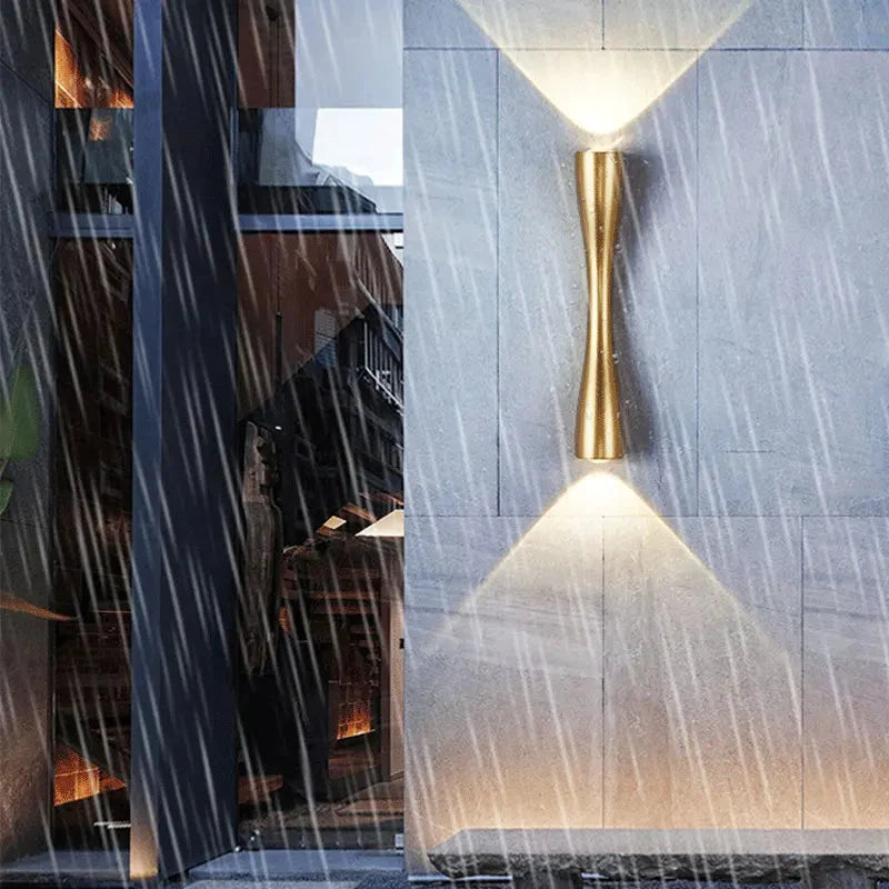 Gold Wall Lamp Nordic Up Down Hourglass Waterproof Indoor Outdoor Sconce Wall Light